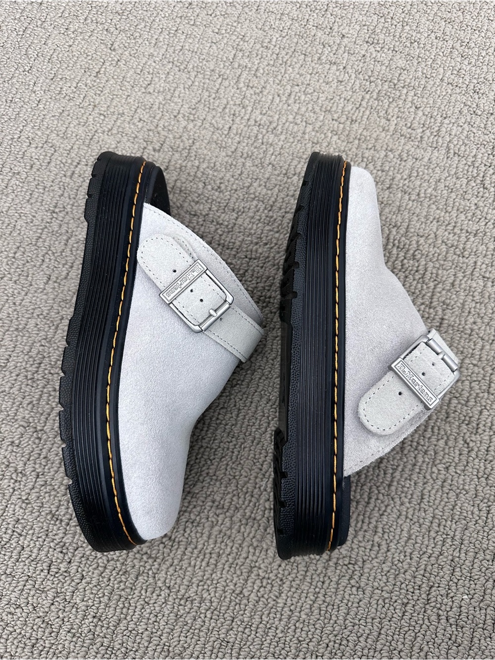 Dr. Martens Jorge II Suede Slingback Mules Stonewashed Grey – Size 7